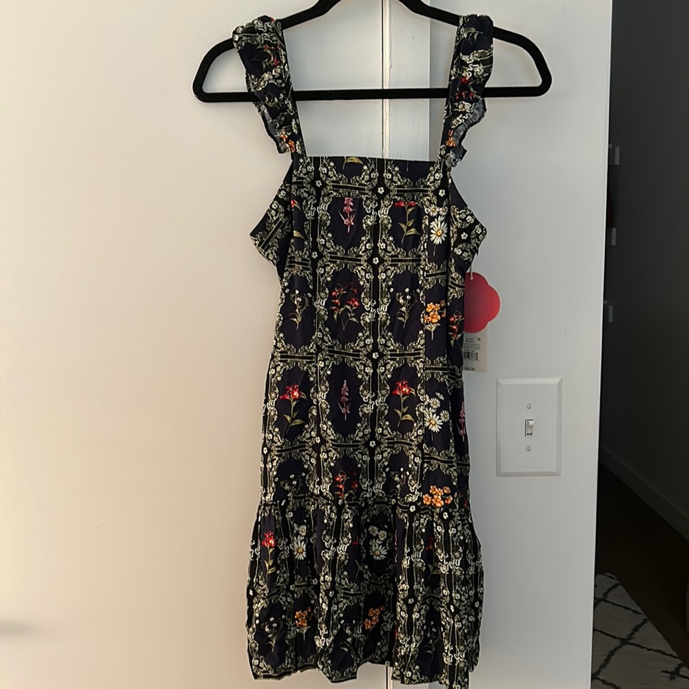 NWT - Agua Bendita x Target Collection. Navy floral tile spring dress